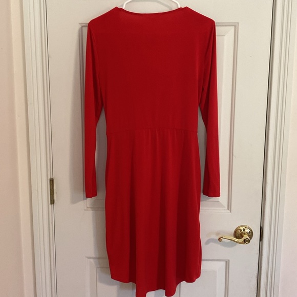 BCBGeneration Red Surplice Knot Dress | size medium - Picture 9 of 13
